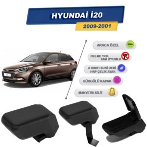 Hyundai İ20 2009-2021 İçin Çelik Ayaklı Kolçak, Kol Dayama - A+ Kalite Abs Malzeme (Siyah)