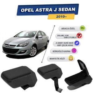 Opel Astra J Sedan 2010 Sonrası İçin Çelik Ayaklı Kolçak, Kol Dayama - A+ Kalite Abs Malzeme (Siyah)