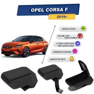 Opel Corsa F 2019 Sonrası İçin Çelik Ayaklı Kolçak, Kol Dayama - A+ Kalite Abs Malzeme (Siyah)