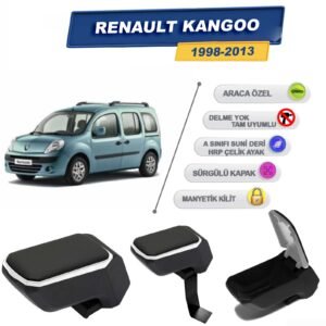 Renault Kangoo 1998-2013 İçin Çelik Ayaklı Kolçak, Kol Dayama - A+ Kalite Abs Malzeme (Gri)