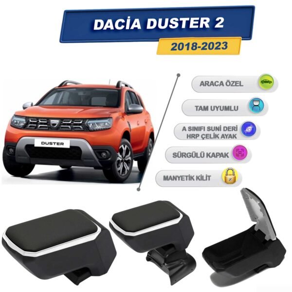 Dacia Duster 2 2018 Sonrasıiçin Vidalı Kolçak, Kol Dayama - A+ Kalite Abs Malzeme (Gri)