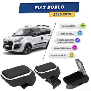 Fiat Doblo 2010-2015 İçin Vidalı Kolçak, Kol Dayama - A+ Kalite Abs Malzeme (Gri)