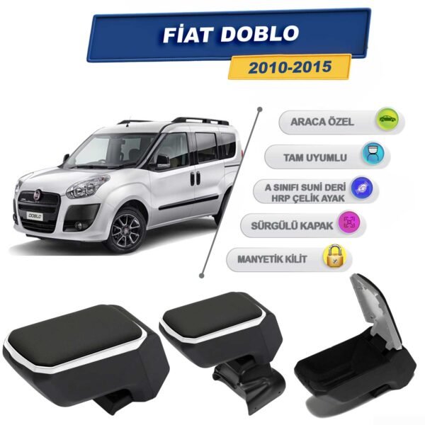 Fiat Doblo 2010-2015 İçin Vidalı Kolçak, Kol Dayama - A+ Kalite Abs Malzeme (Gri)