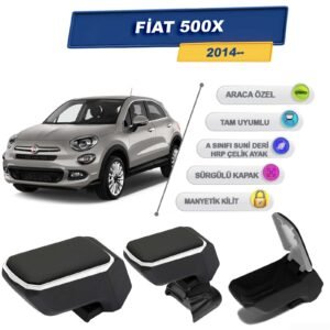 Fiat 500X 2014 Sonrası için Vidalı Kolçak, Kol Dayama - A+ Kalite Abs Malzeme (Gri)