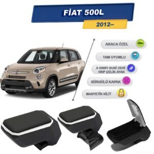 Fiat 500L 2012 Sonrası için Vidalı Kolçak, Kol Dayama - A+ Kalite Abs Malzeme (Gri)