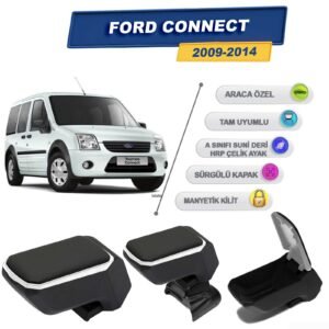 Ford Connect 2009-2014 İçin Vidalı Kolçak, Kol Dayama - A+ Kalite Abs Malzeme (Gri)