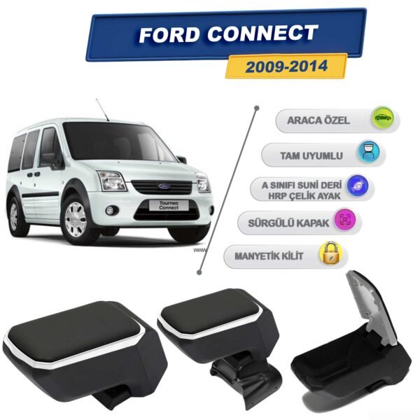 Ford Connect 2009-2014 İçin Vidalı Kolçak, Kol Dayama - A+ Kalite Abs Malzeme (Gri)