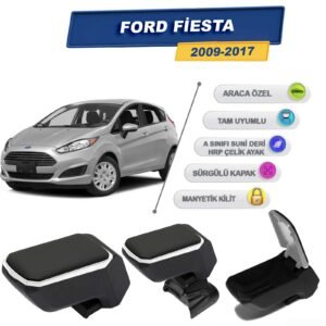 Ford Fiesta 2009-2017 İçin Vidalı Kolçak, Kol Dayama - A+ Kalite Abs Malzeme (Gri)