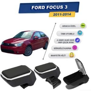 Ford Focus 2 2005-2011 İçin Vidalı Kolçak, Kol Dayama - A+ Kalite Abs Malzeme (Gri)