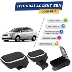 Hyundai Accent Era 2006-2010 İçin Vidalı Kolçak, Kol Dayama - A+ Kalite Abs Malzeme (Gri)