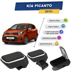 Kia Picanto 2015 Sonrasıiçin Vidalı Kolçak, Kol Dayama - A+ Kalite Abs Malzeme (Gri)