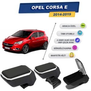 Opel Corsa E 2014-2019 İçin Vidalı Kolçak, Kol Dayama - A+ Kalite Abs Malzeme (Gri)