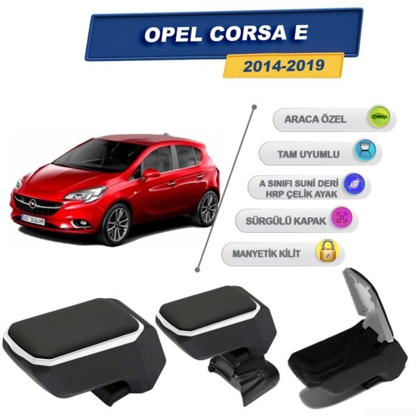 Opel Corsa E 2014-2019 İçin Vidalı Kolçak, Kol Dayama - A+ Kalite Abs Malzeme (Gri)