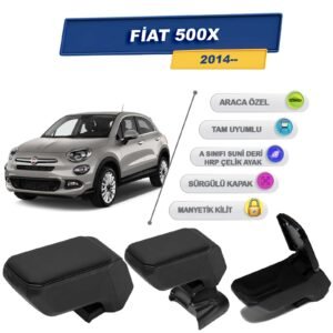 Fiat 500X 2014 Sonrasıiçin Vidalı Kolçak, Kol Dayama - A+ Kalite Abs Malzeme (Siyah)