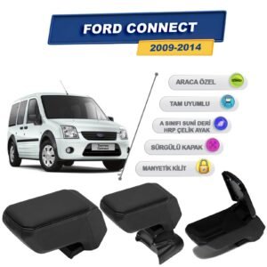 Ford Connect 2009-2014 İçin Vidalı Kolçak, Kol Dayama - A+ Kalite Abs Malzeme (Siyah)