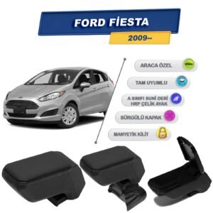 Ford Fiesta 2009-2017 İçin Vidalı Kolçak, Kol Dayama - A+ Kalite Abs Malzeme (Siyah)