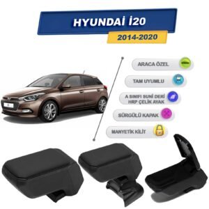 Hyundai İ20 2014-2020 İçin Vidalı Kolçak, Kol Dayama - A+ Kalite Abs Malzeme (Siyah)