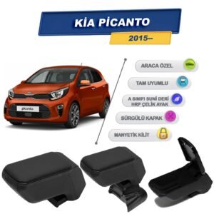 Kia Picanto 2015 Sonrasıiçin Vidalı Kolçak, Kol Dayama - A+ Kalite Abs Malzeme (Siyah)