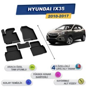 Hyundai İx35 2010-2017 İle Uyumlu 4D Havuzlu Paspas A+Kalite Siyah
