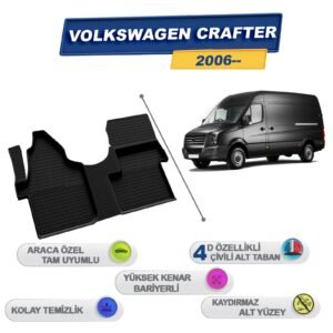 Volkswagen Crafter 2006 Sonrası İle Uyumlu 4D Havuzlu Paspas A+Kalite Siyah