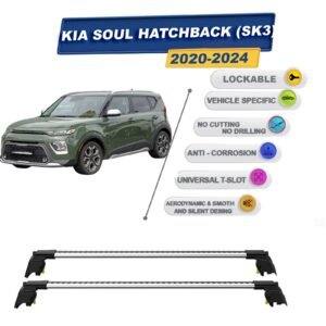 Kia Soul (SK3) 2020-2024 ile Uyumlu, Entegre Tavan Çıtası için Kilitlenebilir Ara Atkı Taşıyıcı Tavan Barları / 2 adet Gri