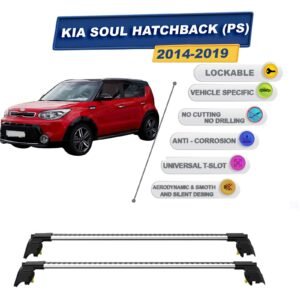 Kia Soul (PS) 2014-2019 ile Uyumlu, Entegre Tavan Çıtası için Kilitlenebilir Ara Atkı Taşıyıcı Tavan Barları / 2 adet Gri