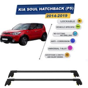 Kia Soul (PS) 2014-2019 ile Uyumlu, Entegre Tavan Çıtası için Kilitlenebilir Ara Atkı Taşıyıcı Tavan Barları / 2 adet Siyah