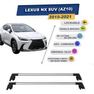 Lexus NX SUV (AZ10) 2015-2021 ile Uyumlu, Entegre Tavan Çıtası için Kilitlenebilir Ara Atkı Taşıyıcı Tavan Barları / 2 adet Gri