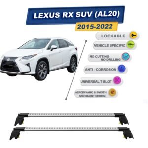 Lexus RX SUV (AL20) 2015-2022 ile Uyumlu, Entegre Tavan Çıtası için Kilitlenebilir Ara Atkı Taşıyıcı Tavan Barları / 2 adet Gri