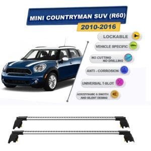 Mini Countryman SUV (R60) 2010-2016 ile Uyumlu, Entegre Tavan Çıtası için Kilitlenebilir Ara Atkı Taşıyıcı Tavan Barları / 2 adet Gri
