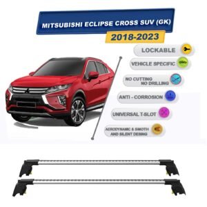 Mitsubishi Eclipse Cross SUV (GK) 2018-2023 ile Uyumlu, Entegre Tavan Çıtası için Kilitlenebilir Ara Atkı Taşıyıcı Tavan Barları / 2 adet Gri