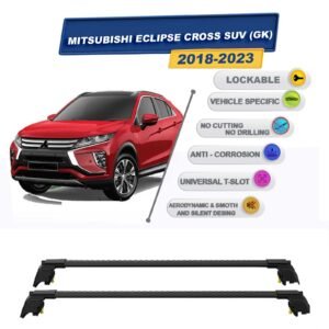 Mitsubishi Eclipse Cross SUV (GK) 2018-2023 ile Uyumlu, Entegre Tavan Çıtası için Kilitlenebilir Ara Atkı Taşıyıcı Tavan Barları / 2 adet Siyah