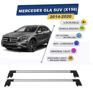 Mercedes GLA SUV (X156) 2014-2020 ile Uyumlu, Entegre Tavan Çıtası için Kilitlenebilir Ara Atkı Taşıyıcı Tavan Barları / 2 adet Gri