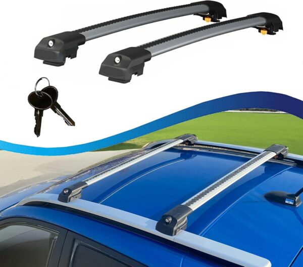 Volkswagen Taigo 2021 Sonrası ile Uyumlu Kilitlenebilir Ara Atkı - Portbagaj Taşıma Barları 2li Set Gri